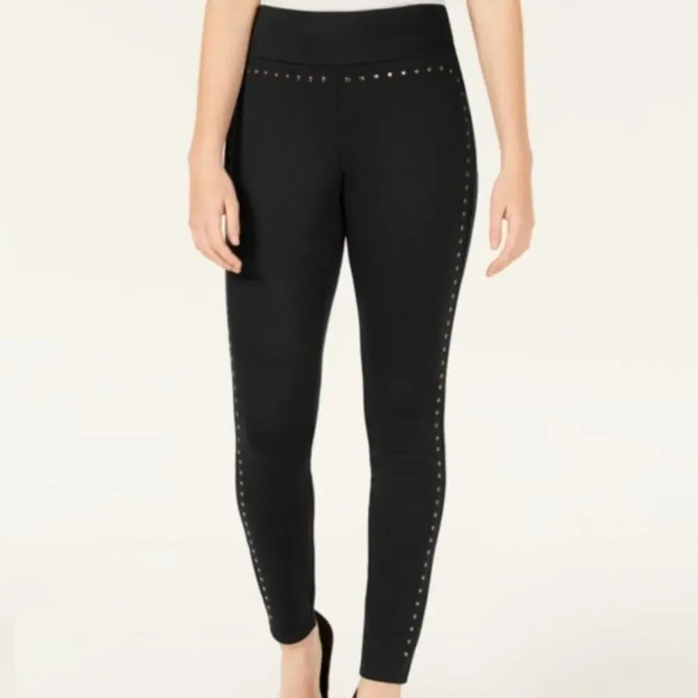 NWT Ultra Flirt By Ikeddi Stud-Trimmed Leggings Black